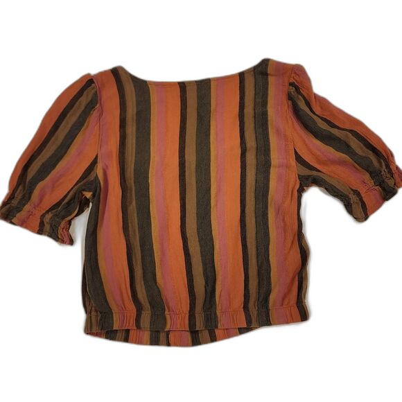 American Eagle Outfitters Women multi-color Blouse Small Bohemian Stripped Puffy - Picture 6 of 8